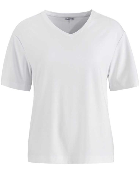 Bambus T-shirt med V-hals hvid, kortærmet