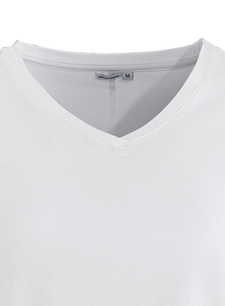 Bambus T-shirt med V-hals hvid, kortærmet