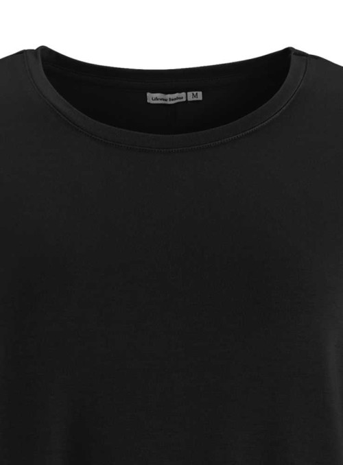Bambus T-shirt med rund hals sort, kortærmet