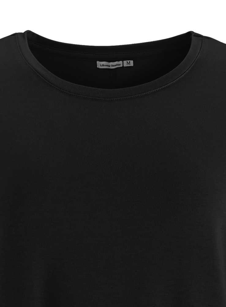 Bambus T-shirt med rund hals sort, kortærmet