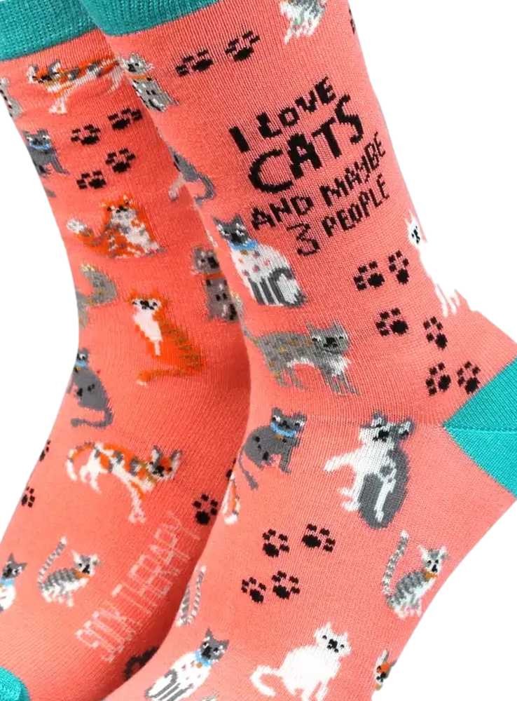 Bambus strømper dame I love cats