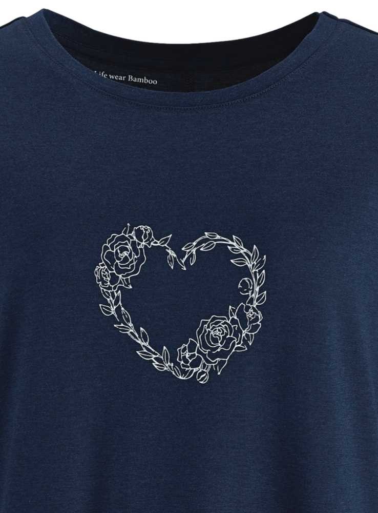 Bambus natkjole big-shirt med print, navy