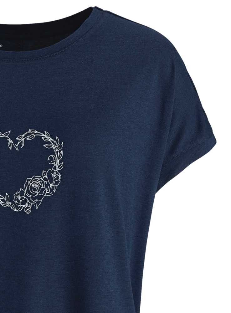 Bambus natkjole big-shirt med print, navy