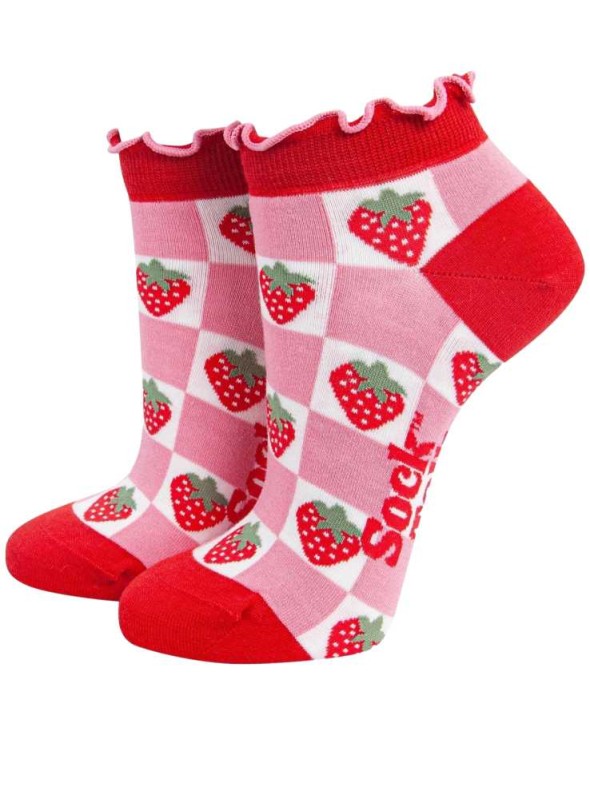 Bambus sneaker strømper jordbær, dame, fra Sock Talk
