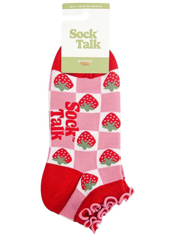 Bambus sneaker strømper jordbær, dame, fra Sock Talk