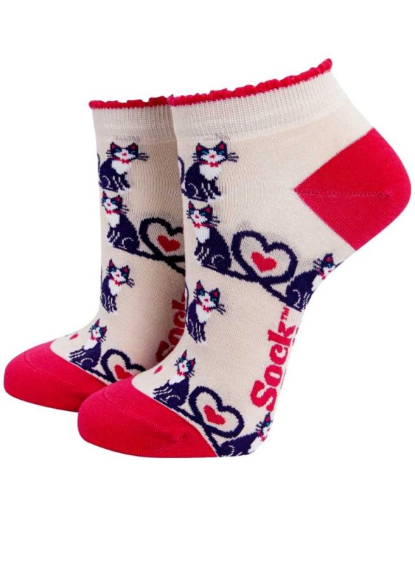 Bambus sneaker strømper katte, dame, fra Sock Talk