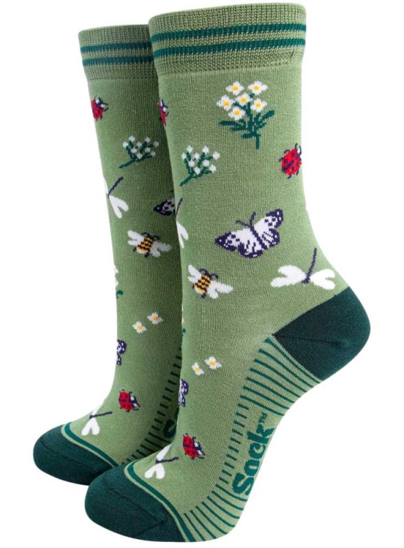 Bambus strømper bier og mariehøns, dame, fra Sock Talk