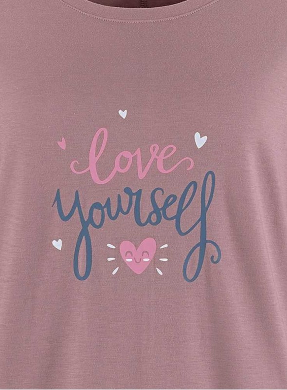 Bambus natkjole big-shirt med print Mauve