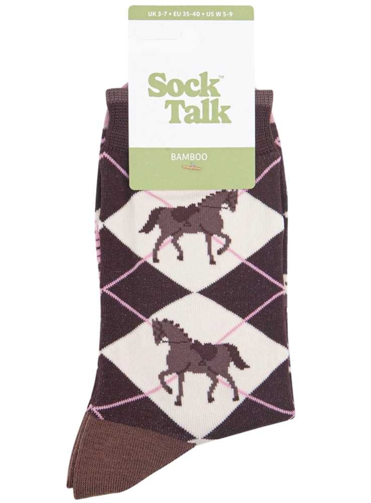Bambus strømper med heste, dame, fra Sock Talk