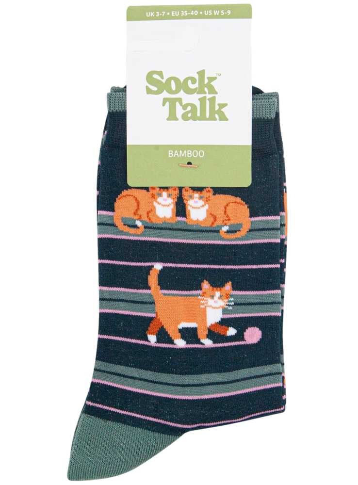 Bambus strømper med katte, dame, fra Sock Talk