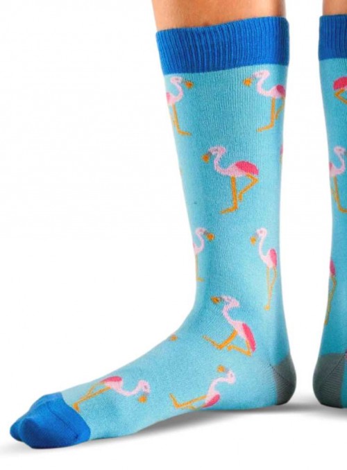 Bambusstrømper dame og herre med økologisk bomuld, Blue Flamingo fra Doris & Dude