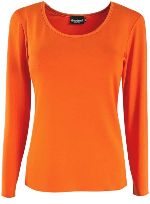 Bambus T-shirt med lange ærmer orange fra Festival