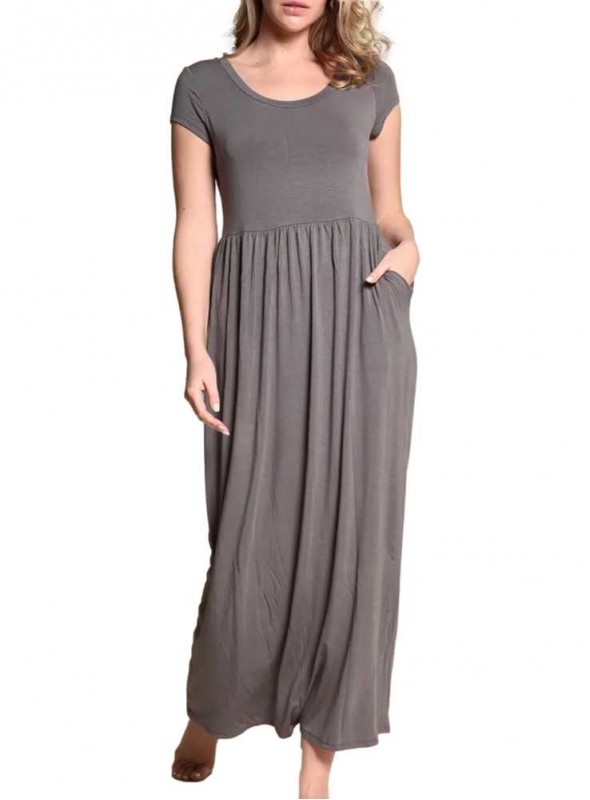 Bambus maxi-kjole med lommer Baby Doll Grey