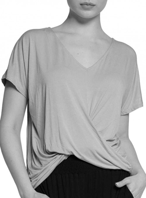 Bambus bluse kortærmet Twist Top Black