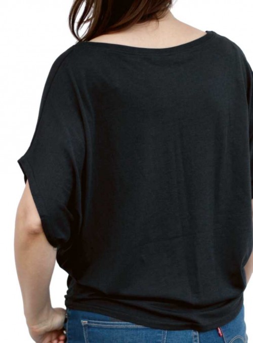 Bambusbluse med print Meteor med flagermusærmer