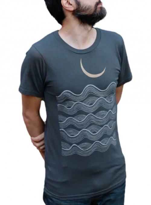 Bambus T-shirt herre med print Moon Ocean fra Blackbird Supply
