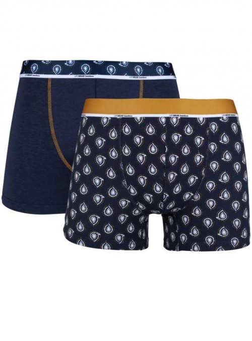 2 PAK Bambus herre underbukser blå og mønstrede boxer shorts